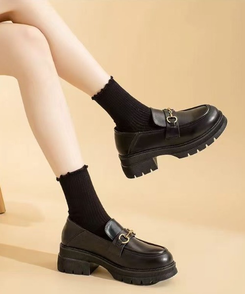 Teem Store(チームストア)の「厚底メタルモチーフローファー(ローファー・レディース・ブラック・L/M/S)」の8枚目の写真