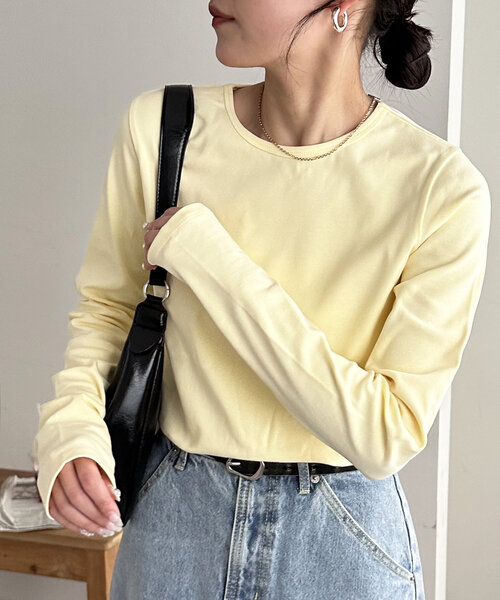 DISCOAT（ディスコート）の「ベーシックロングスリーブ（Tシャツ/カットソー・レディース・イエロー/ブラック/オフホワイト・FREE）」の3枚目の写真