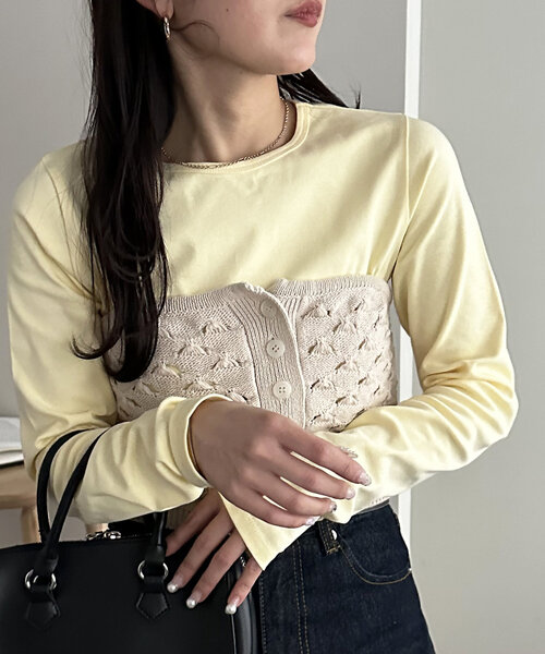 DISCOAT（ディスコート）の「ベーシックロングスリーブ（Tシャツ/カットソー・レディース・イエロー/ブラック/オフホワイト・FREE）」の15枚目の写真