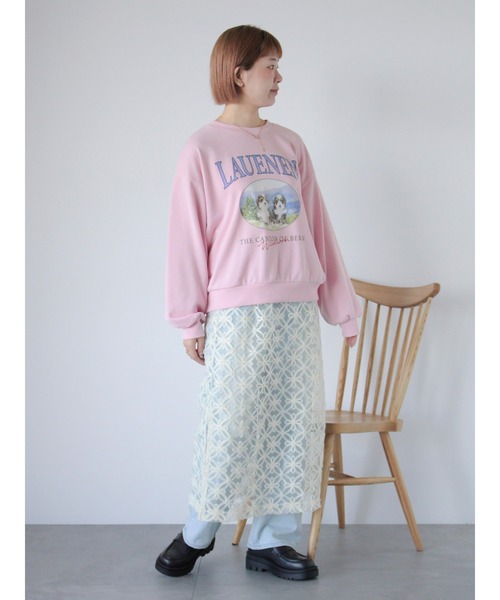 ehka sopo(エヘカソポ)の「ドッグプリントスウェット(Tシャツ/カットソー・レディース・グレー/ピンク/イエロー・F)」の9枚目の写真