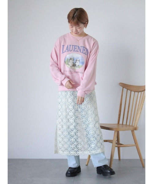 ehka sopo(エヘカソポ)の「ドッグプリントスウェット(Tシャツ/カットソー・レディース・グレー/ピンク/イエロー・F)」の12枚目の写真