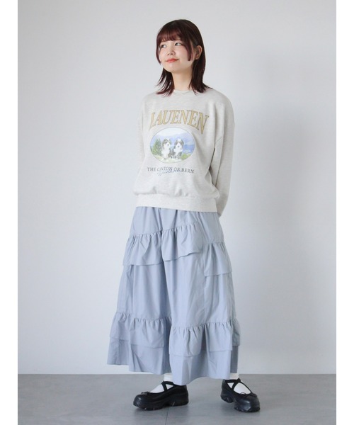 ehka sopo(エヘカソポ)の「ドッグプリントスウェット(Tシャツ/カットソー・レディース・グレー/ピンク/イエロー・F)」の13枚目の写真