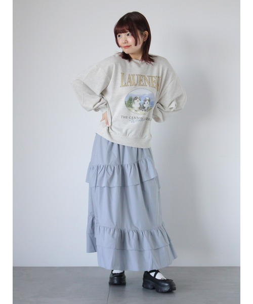 ehka sopo(エヘカソポ)の「ドッグプリントスウェット(Tシャツ/カットソー・レディース・グレー/ピンク/イエロー・F)」の14枚目の写真