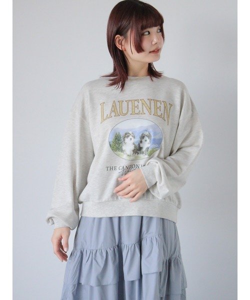 ehka sopo(エヘカソポ)の「ドッグプリントスウェット(Tシャツ/カットソー・レディース・グレー/ピンク/イエロー・F)」の17枚目の写真