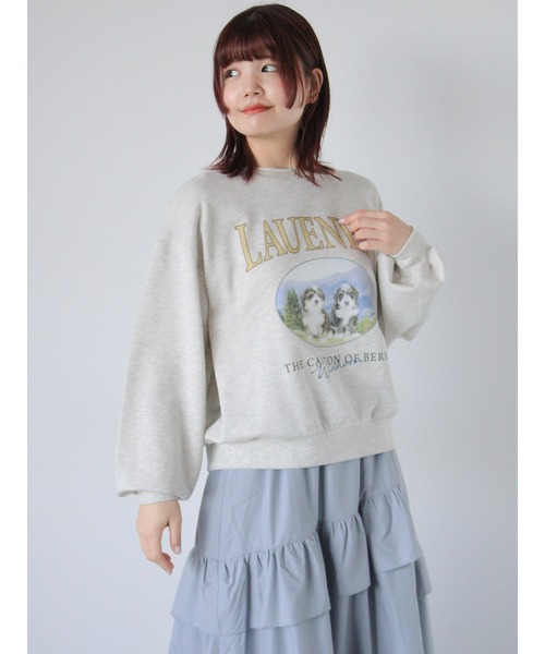 ehka sopo(エヘカソポ)の「ドッグプリントスウェット(Tシャツ/カットソー・レディース・グレー/ピンク/イエロー・F)」の19枚目の写真