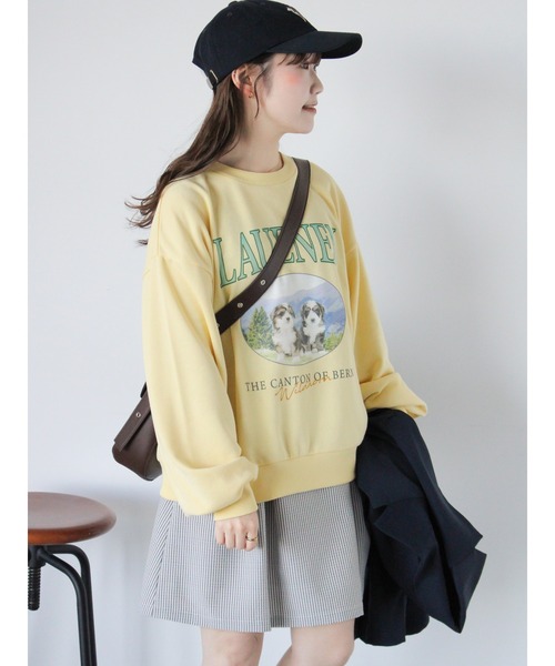 ehka sopo(エヘカソポ)の「ドッグプリントスウェット(Tシャツ/カットソー・レディース・グレー/ピンク/イエロー・F)」の21枚目の写真