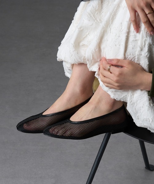 REMME】MESH＆SHEEP LEATHER メッシュフラットシューズ ZH-6410