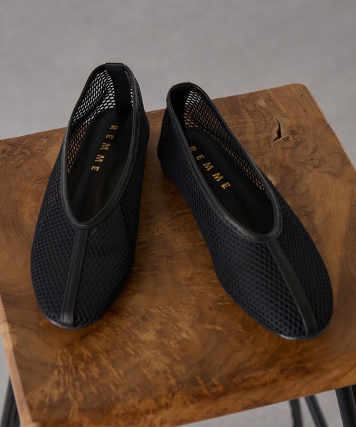 REMME(レメ)の「【REMME】MESH&SHEEP LEATHER メッシュフラットシューズ ZH-6410-ME(パンプス・レディース・ベージュ/ブラック・39/38/37/36)」の8枚目の写真