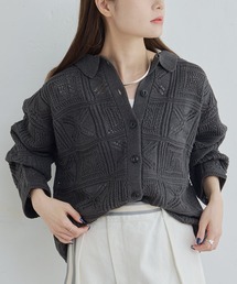 PUAL CE CIN | すかし編み襟付きニットカーディガン(カーディガン/ボレロ)