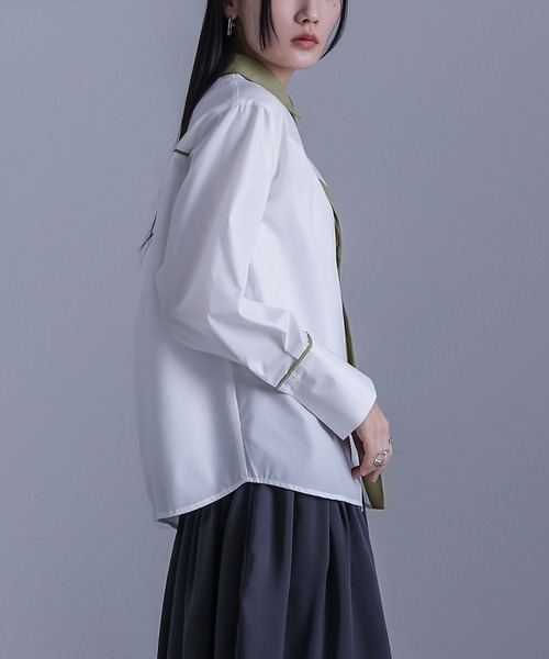 kOhAKU(コハク)の「フロントラウンド配色シャツ(シャツ/ブラウス・レディース・グレー/ライトグリーン・2/1)」の16枚目の写真