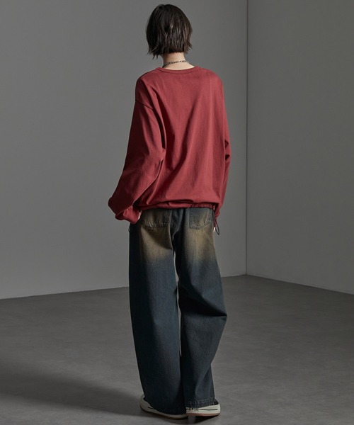 CIYOT(シヨウト)の「【CIYOT-シヨウト-】ヴィンテージ加工カーブワイドデニムパンツ(デニムパンツ・メンズ・インディゴブルー/ブラック系/ブラック・S/M/L)」の14枚目の写真