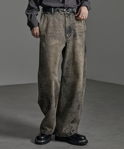 CIYOT(シヨウト)の「【CIYOT-シヨウト-】ヴィンテージ加工カーブワイドデニムパンツ(デニムパンツ・メンズ・インディゴブルー/ブラック系/ブラック・S/M/L)」の20枚目の写真