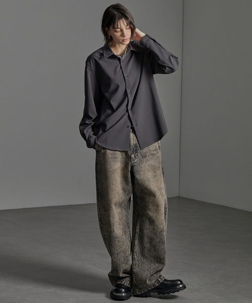 CIYOT(シヨウト)の「【CIYOT-シヨウト-】ヴィンテージ加工カーブワイドデニムパンツ(デニムパンツ・メンズ・インディゴブルー/ブラック系/ブラック・S/M/L)」の22枚目の写真