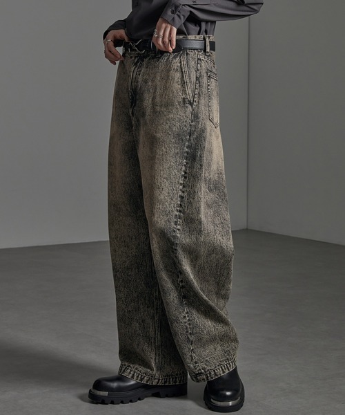 CIYOT(シヨウト)の「【CIYOT-シヨウト-】ヴィンテージ加工カーブワイドデニムパンツ(デニムパンツ・メンズ・インディゴブルー/ブラック系/ブラック・S/M/L)」の15枚目の写真