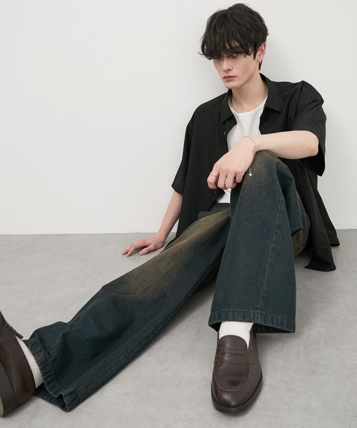 CIYOT(シヨウト)の「【CIYOT】ヴィンテージ加工カーブワイドデニムパンツ(デニムパンツ・メンズ・インディゴブルー/ブラック系/ブラック/ブルー系・S/M/L)」の17枚目の写真