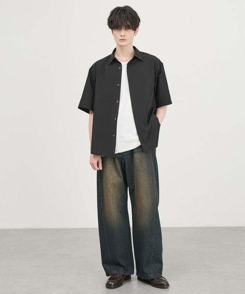 CIYOT（シヨウト）の「【CIYOT】ヴィンテージ加工カーブワイドデニムパンツ（デニムパンツ・メンズ・インディゴブルー/ブラック系/ブラック/ブルー系・S/M/L）」の17枚目の写真