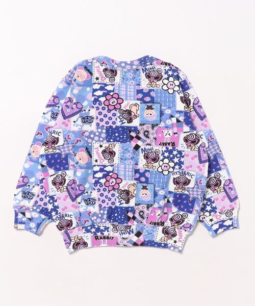 HYSTERIC MINI(ヒステリックミニ)の「MY FIRST HYSTERIC SCRAPPATCHWORK総柄裏毛カーディガン(カーディガン/ボレロ・キッズ・ブルー系その他・100/120)」の2枚目の写真