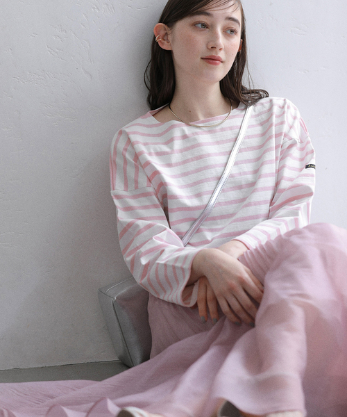 La TOTALITE(ラトータリテ)の「【LE MINOR/ルミノア】PETIT COPAIN(Tシャツ/カットソー・レディース・ピンク/グリーン/ダークブルー/ネイビー・FREE)」の4枚目の写真