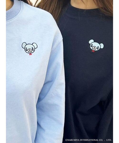 MERCURYDUO(マーキュリーデュオ)の「【ポンポネットジュニアコラボ】 ミントくん刺繍オーバースエット(Tシャツ/カットソー・レディース・ブルー/ネイビー・FREE)」の7枚目の写真