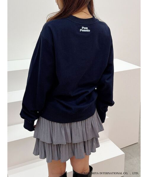 MERCURYDUO(マーキュリーデュオ)の「【ポンポネットジュニアコラボ】 ミントくん刺繍オーバースエット(Tシャツ/カットソー・レディース・ブルー/ネイビー・FREE)」の9枚目の写真