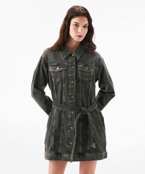 tommy jeans(トミー ジーンズ)の「ロングスリーブトラッカーワンピース(ワンピース・レディース・ブラック・LARGE/MEDIUM/SMALL)」の1枚目の写真