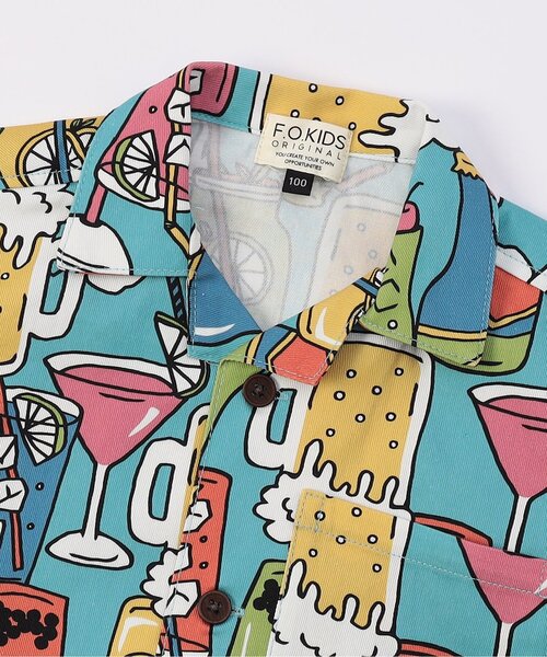 F.O.KIDS（エフオーキッズ）の「【ジュニア対応】4色2柄オープンカラー半袖シャツ（シャツ/ブラウス・キッズ・カーキ/ブルー/チャコール/キナリ・90/100/110/120/80/130/140）」の9枚目の写真