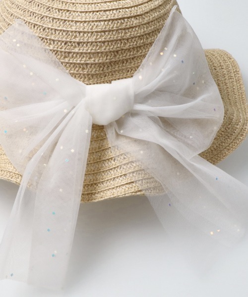洗えるたためるキラキラチュールビッグリボンハット・帽子（ハット