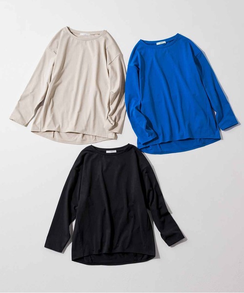 IEDIT（イディット）の「ＩＥＤＩＴ　大人にふさわしい日本製　ていねいに仕立てたクワトロセブン（ＴＭ）コクーンカットソー（Tシャツ/カットソー・レディース・ロイヤルブルー/グレイッシュベージュ/ブラック・LL/L/M/S/3L/4L）」の5枚目の写真