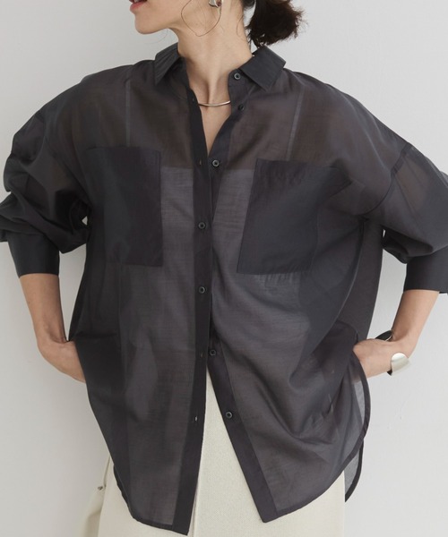 enof BLACK シアーシャツ サイズ1 ENOF（イナフ）の「SHEER BLACK SHIRT（シャツ/ブラウス）」 - WEAR