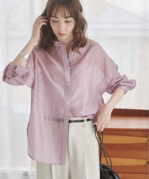 DIESEL シースルー　ピンク　グレー　シアーシャツ　襟付き　タグ付き 着回し自在シアーショートシャツ - ベルーナ【公式】