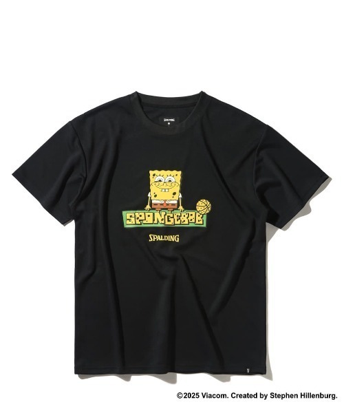 SPALDING（スポルディング）の「【SPALDING/スポルディング】Tシャツ スポンジ・ボブ ロゴ/スポンジボブコラボ吸水速乾UVカット半袖Tシャツ（Tシャツ/カットソー・メンズ・ホワイト/ブラック・MEDIUM/LARGE/X-LARGE）」の4枚目の写真