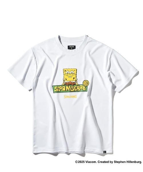 SPALDING（スポルディング）の「【SPALDING/スポルディング】Tシャツ スポンジ・ボブ ロゴ/スポンジボブコラボ吸水速乾UVカット半袖Tシャツ（Tシャツ/カットソー・メンズ・ホワイト/ブラック・MEDIUM/LARGE/X-LARGE）」の3枚目の写真