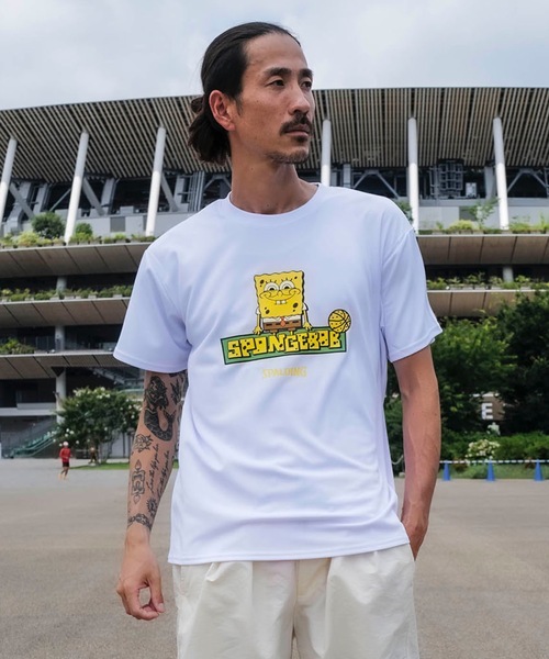 SPALDING(スポルディング)の「【SPALDING/スポルディング】Tシャツ スポンジ・ボブ ロゴ/スポンジボブコラボ吸水速乾UVカット半袖Tシャツ(Tシャツ/カットソー・メンズ・ホワイト/ブラック・MEDIUM/LARGE/X-LARGE)」の9枚目の写真