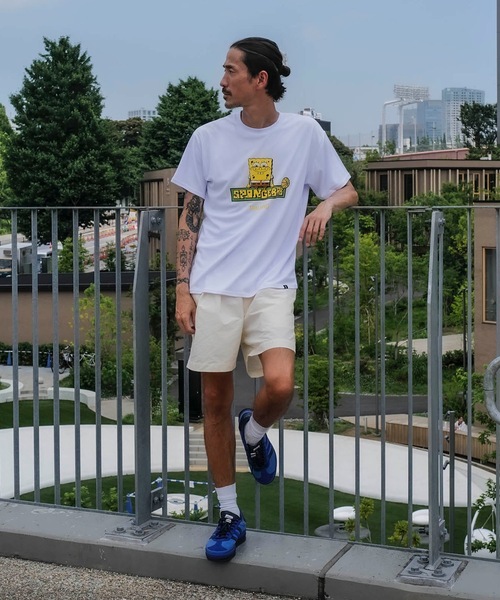 SPALDING(スポルディング)の「【SPALDING/スポルディング】Tシャツ スポンジ・ボブ ロゴ/スポンジボブコラボ吸水速乾UVカット半袖Tシャツ(Tシャツ/カットソー・メンズ・ホワイト/ブラック・MEDIUM/LARGE/X-LARGE)」の5枚目の写真
