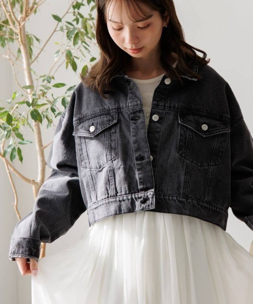 flower（フラワー）の「ノーカラーデニムジャケット（デニム