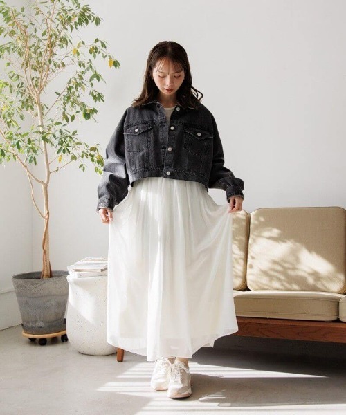 flower（フラワー）の「ショートデニムジャケット（デニムジャケット・レディース・ブラック・FREE）」の7枚目の写真