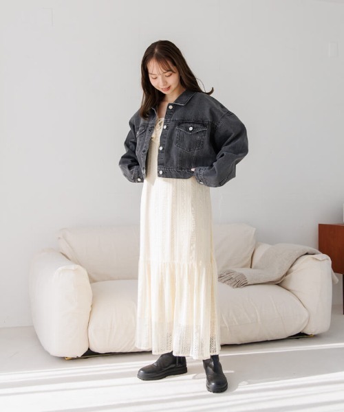 flower（フラワー）の「ショートデニムジャケット（デニムジャケット・レディース・ブラック・FREE）」の21枚目の写真