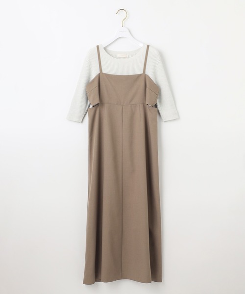 ANY SIS(エニィスィス)の「【洗える・2SET】カットデザインスタイルアップ ワンピース×ニット(セットアップ・レディース・グレー系/黄土色系・4)」の17枚目の写真