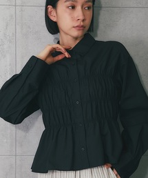 Tシャツ/カットソー シャーリングブラウス」に該当するトップス