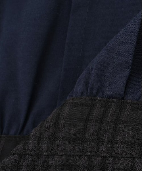 pom ponette junior(ポンポネットジュニア)の「シアーチェックドッキングワンピース(ワンピース・キッズ・ネイビー/ホワイト・S:140cm/LL(165cm)/M:150cm/L:160cm)」の15枚目の写真