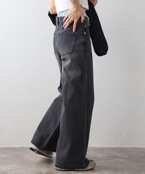 シーズンレス】ダブルウエストデニムパンツ（デニムパンツ）｜Bonjour