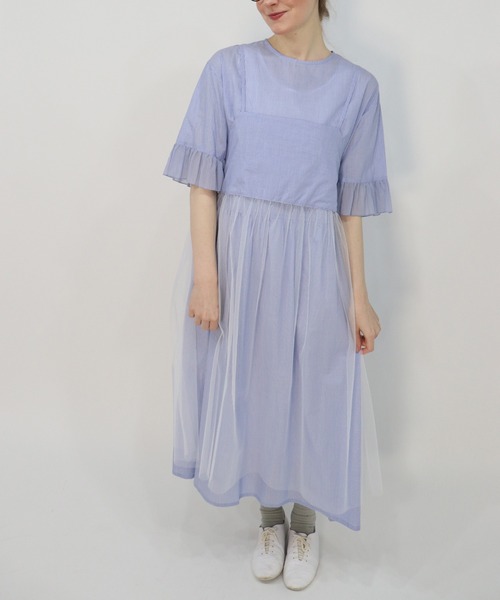 haupia（ハウピア）の「冷たく透明な夏の光【レイヤードワンピース】（ワンピース・レディース・ブラック/オフホワイト/ブルー系・MEDIUM）」の3枚目の写真