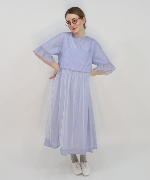 haupia（ハウピア）の「冷たく透明な夏の光【レイヤードワンピース】（ワンピース・レディース・ブラック/オフホワイト/ブルー系・MEDIUM）」の6枚目の写真