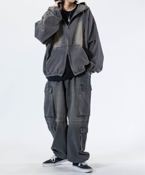 JOHN'S CLOSET（ジョンズクローゼット）の「【t】ライトオンスデニム ブラストオーバーダイ フルジップパーカー（デニムジャケット・メンズ・ブルー/チャコールグレー/ブラック/ネイビー・LARGE/MEDIUM）」の18枚目の写真