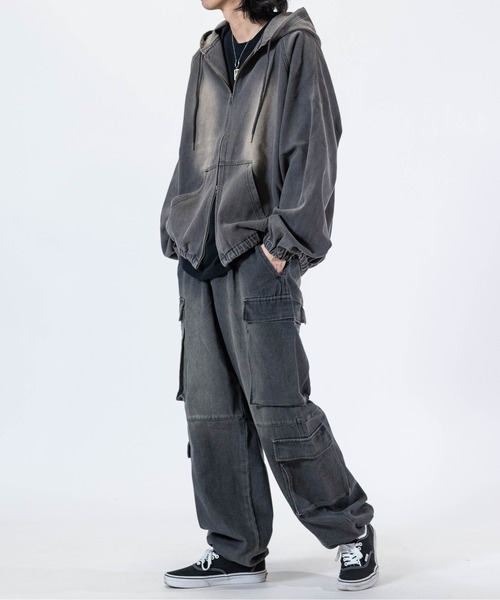 JOHN'S CLOSET（ジョンズクローゼット）の「【t】ライトオンスデニム ブラストオーバーダイ フルジップパーカー（デニムジャケット・メンズ・ブルー/チャコールグレー/ブラック/ネイビー・LARGE/MEDIUM）」の19枚目の写真