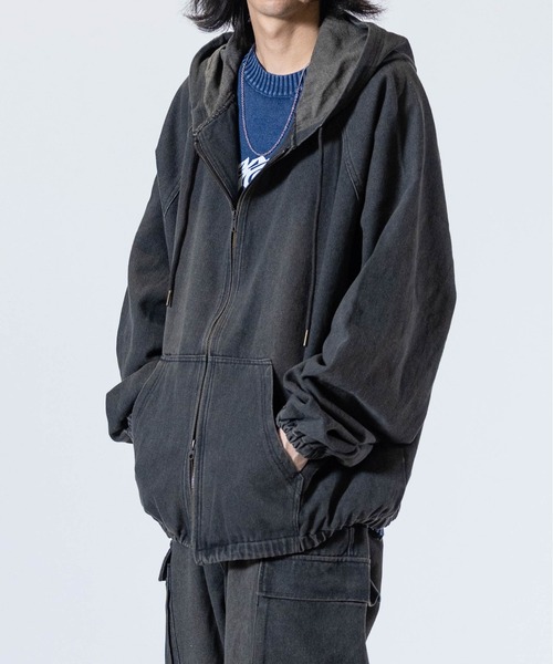 JOHN'S CLOSET（ジョンズクローゼット）の「【t】ライトオンスデニム ブラストオーバーダイ フルジップパーカー（デニムジャケット・メンズ・ブルー/チャコールグレー/ブラック/ネイビー・LARGE/MEDIUM）」の10枚目の写真