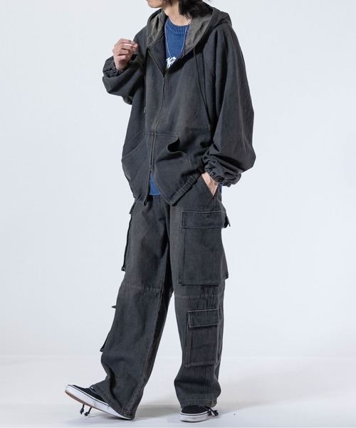 JOHN'S CLOSET（ジョンズクローゼット）の「【t】ライトオンスデニム ブラストオーバーダイ フルジップパーカー（デニムジャケット・メンズ・ブルー/チャコールグレー/ブラック/ネイビー・LARGE/MEDIUM）」の13枚目の写真