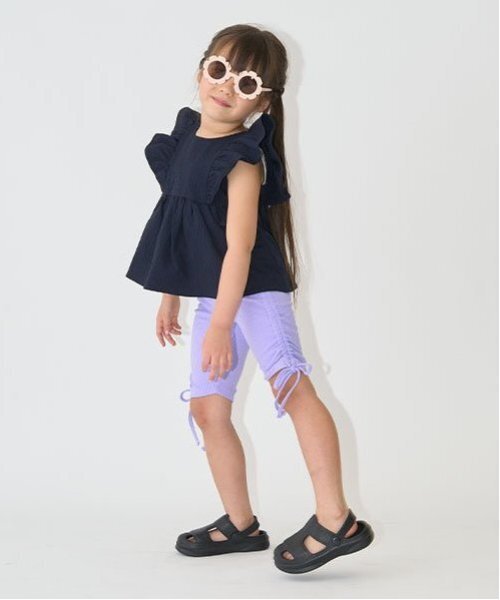 Lycee mine(リセマイン)の「5分丈シャーリングレギンス【子供服】【キッズ】【女の子】(レギンス/スパッツ・キッズ・ブラック/チャコール/ラベンダー/アイボリー/ベビーピンク/サックスブルー・130cm/140cm/150cm/120cm/110cm/100cm)」の9枚目の写真