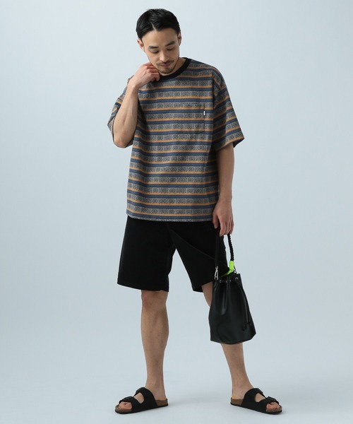 BAYFLOW（ベイフロー）の「ジャガードボーダー半袖Tシャツ（Tシャツ/カットソー・メンズ・ブルー/ブラック・MEDIUM/LARGE）」の5枚目の写真