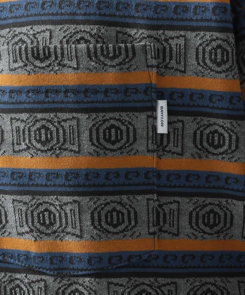 BAYFLOW（ベイフロー）の「ジャガードボーダー半袖Tシャツ（Tシャツ/カットソー・メンズ・ブルー/ブラック・MEDIUM/LARGE）」の6枚目の写真